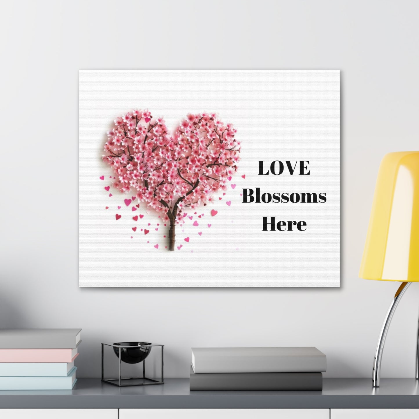 Cherry Blossom Heart Tree- Love Blossoms Here -Canvas Gallery Wraps