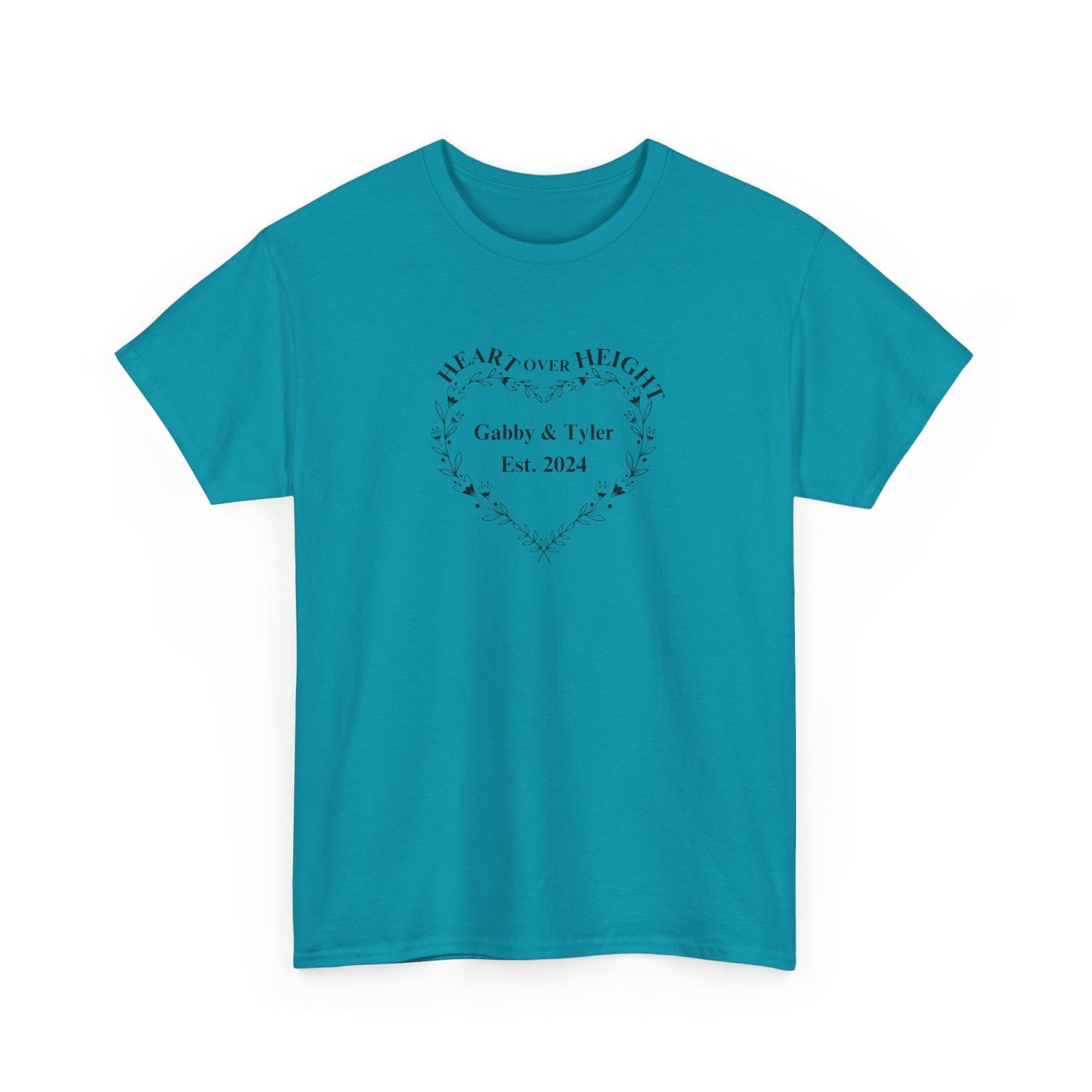 Gabby & Tyler - Heart over Height - EST. 2024 - Unisex Heavy Cotton Tee * wedding gift proceeds