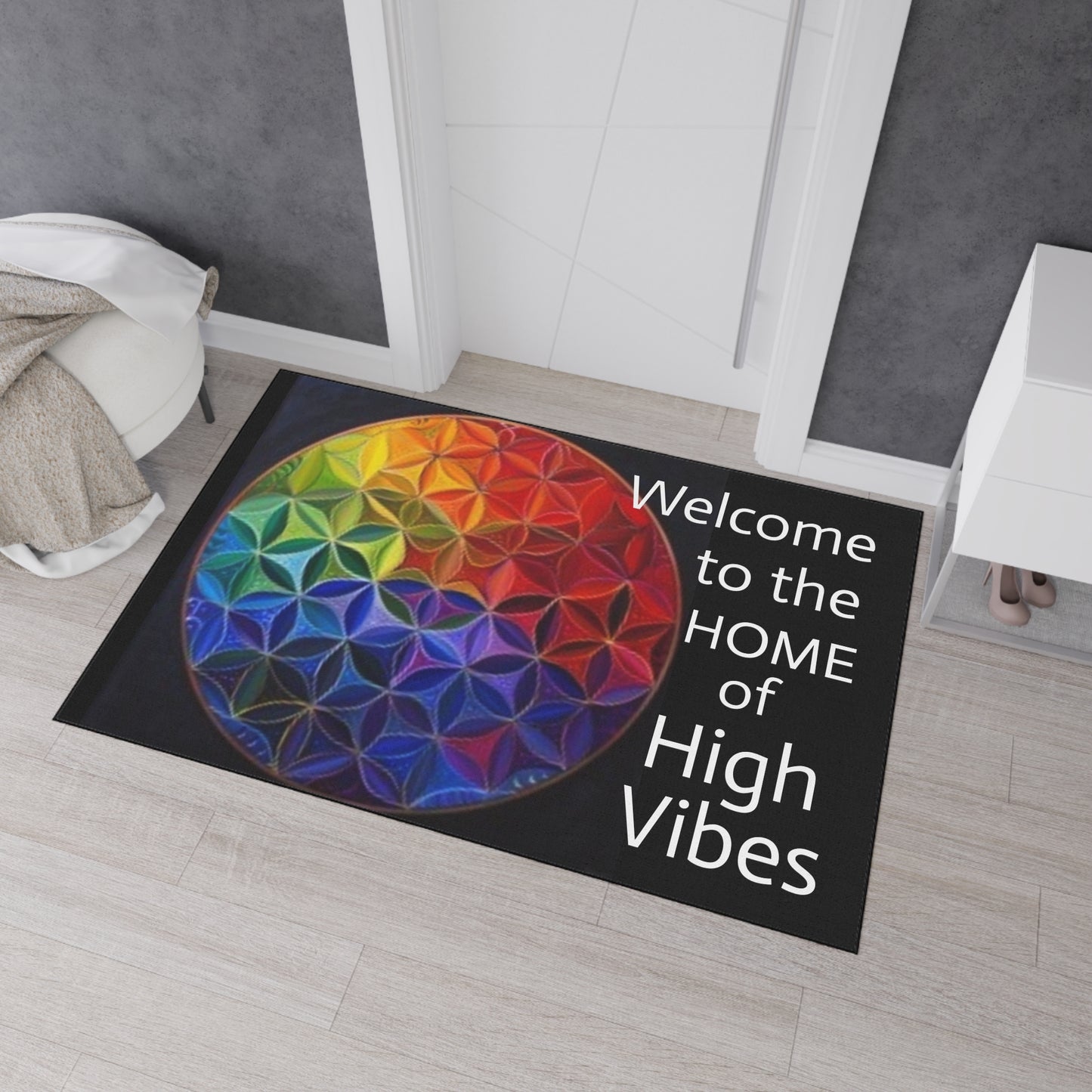 Welcome to the Home of High Vibes - Flower of Life - Heavy Duty Floor Mat