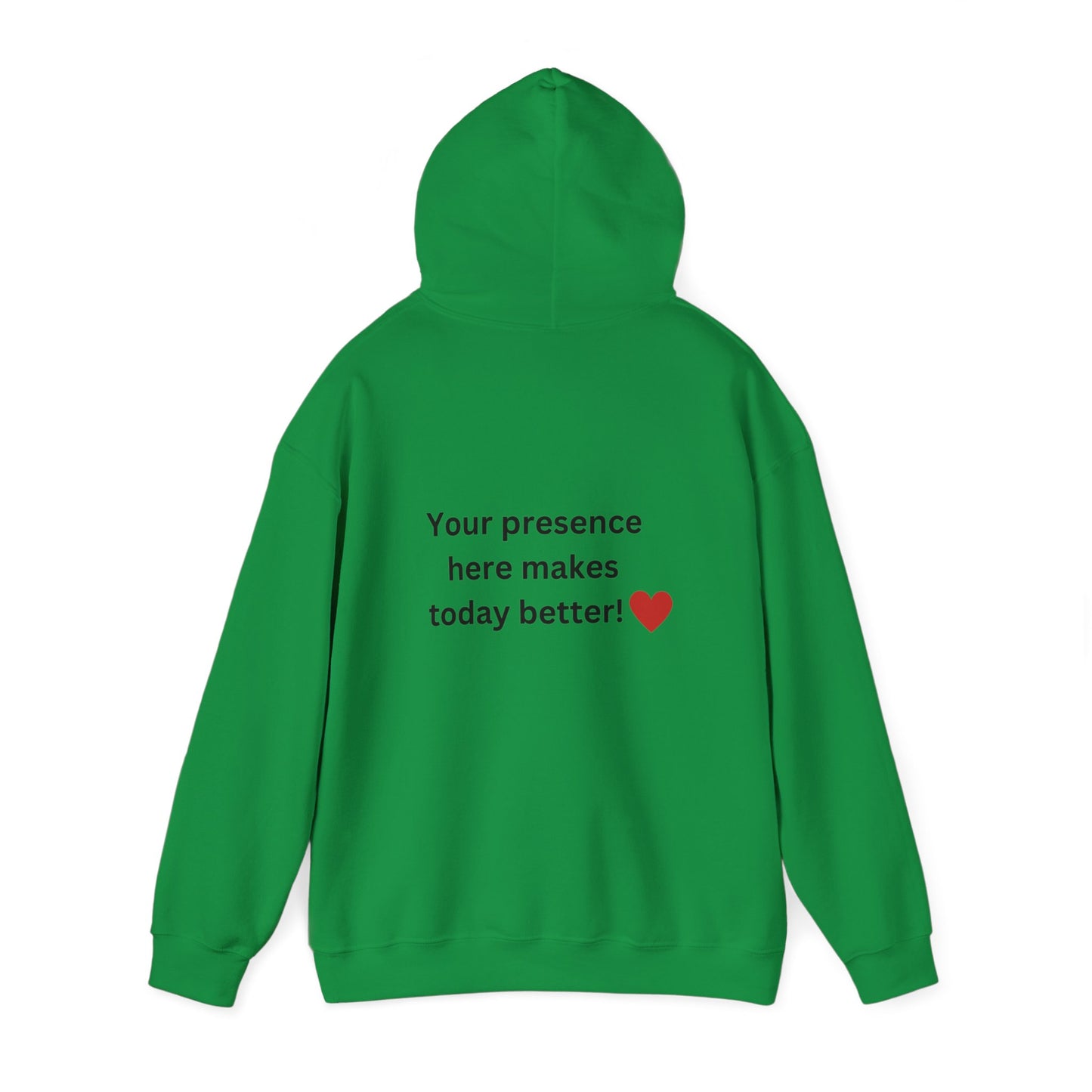 Bee Kind- (Back) Your presence here makes today better - Unisex Heavy Blend™ Hooded Sweatshirt