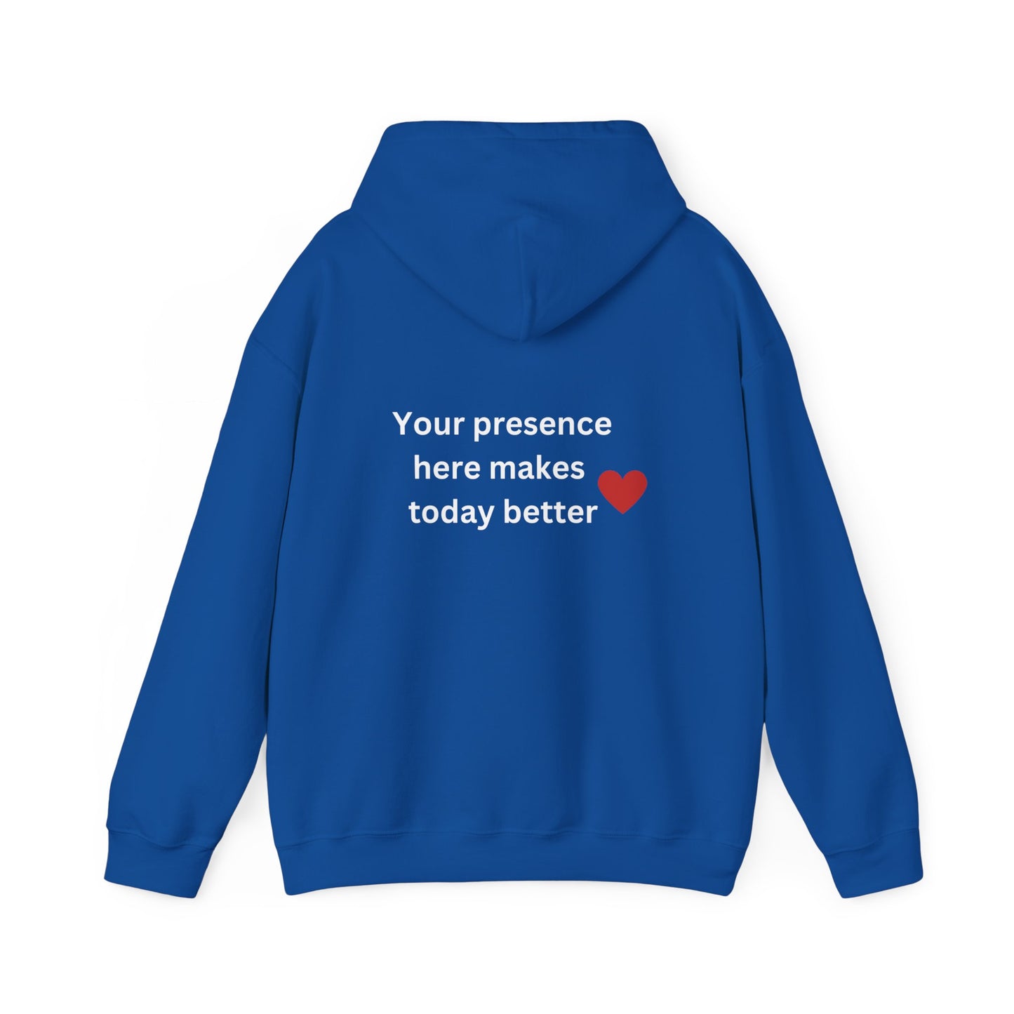 Bee Kind- (Back) Your presence here makes today better - Unisex Heavy Blend™ Hooded Sweatshirt