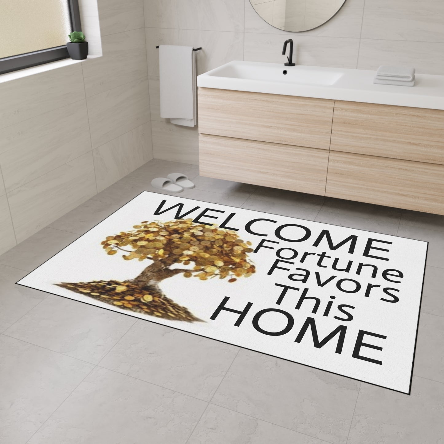 Welcome- Fortune Favors This HOME - Heavy Duty Floor Mat