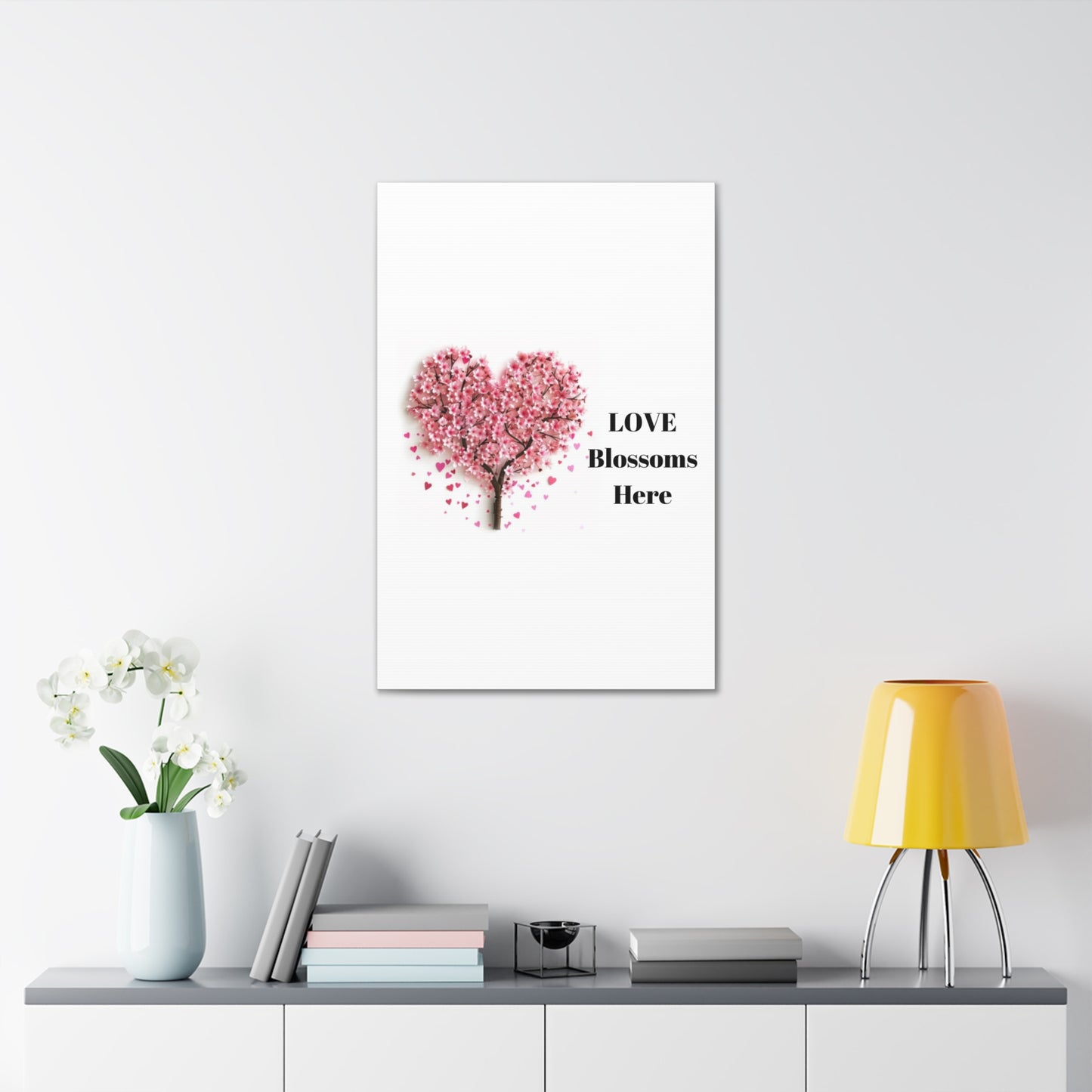 Cherry Blossom Heart Tree- Love Blossoms Here -Canvas Gallery Wraps