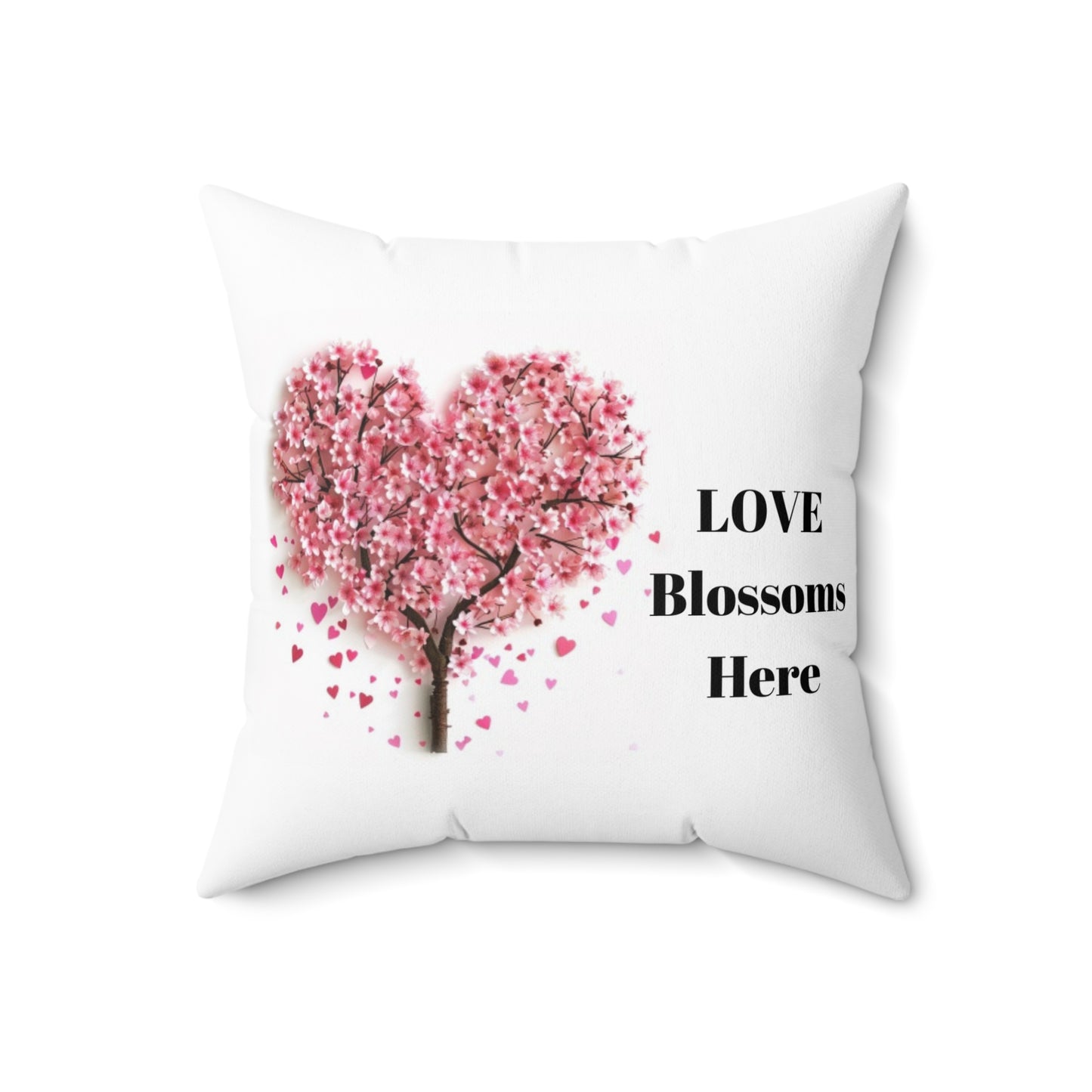 Love Blossoms Here - Faux Suede Square Pillow