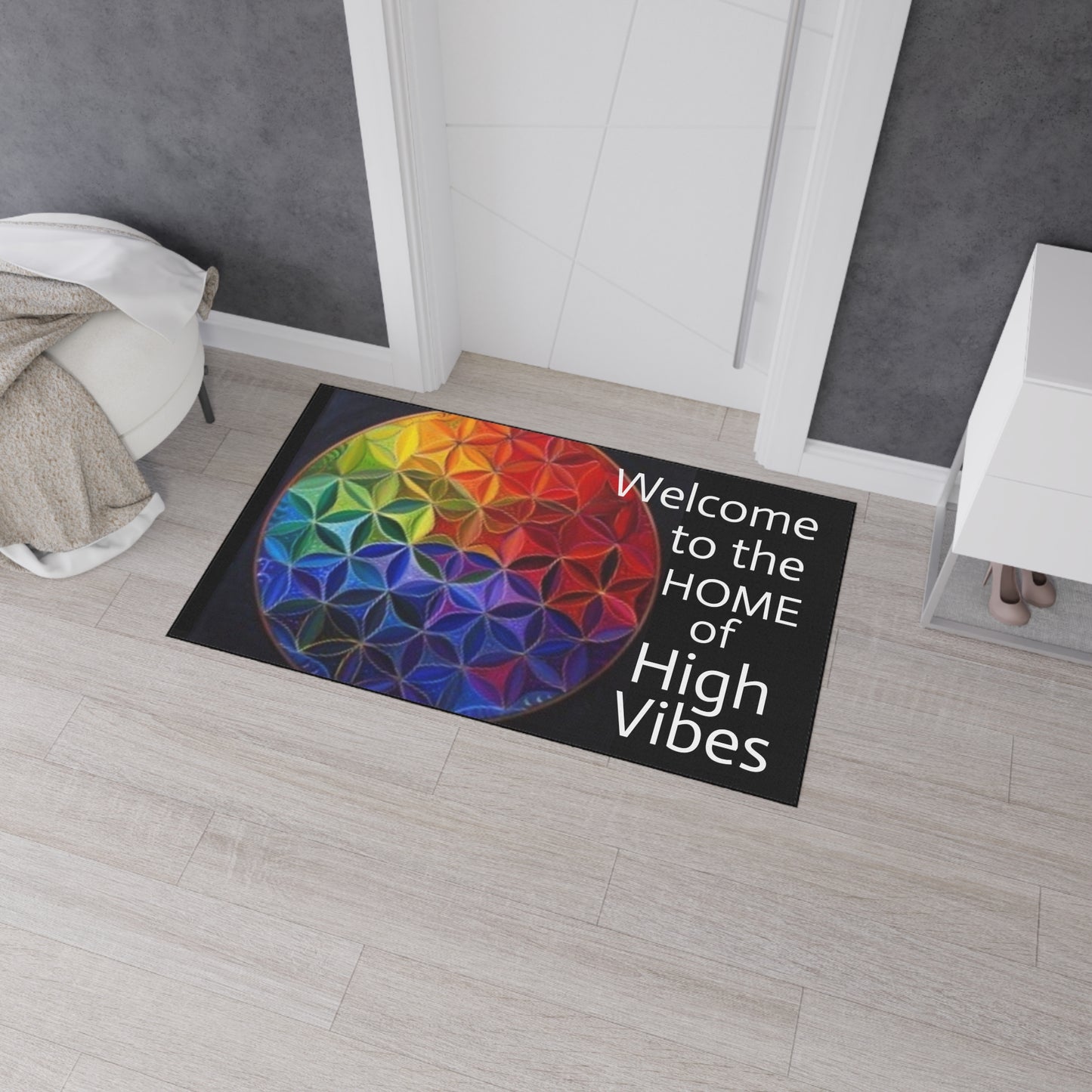 Welcome to the Home of High Vibes - Flower of Life - Heavy Duty Floor Mat