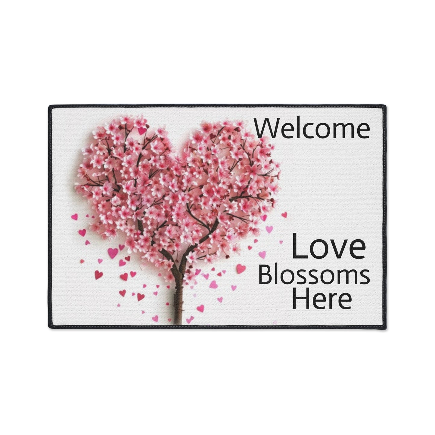 Welcome -Love Blossoms Here - Heavy Duty Floor Mat