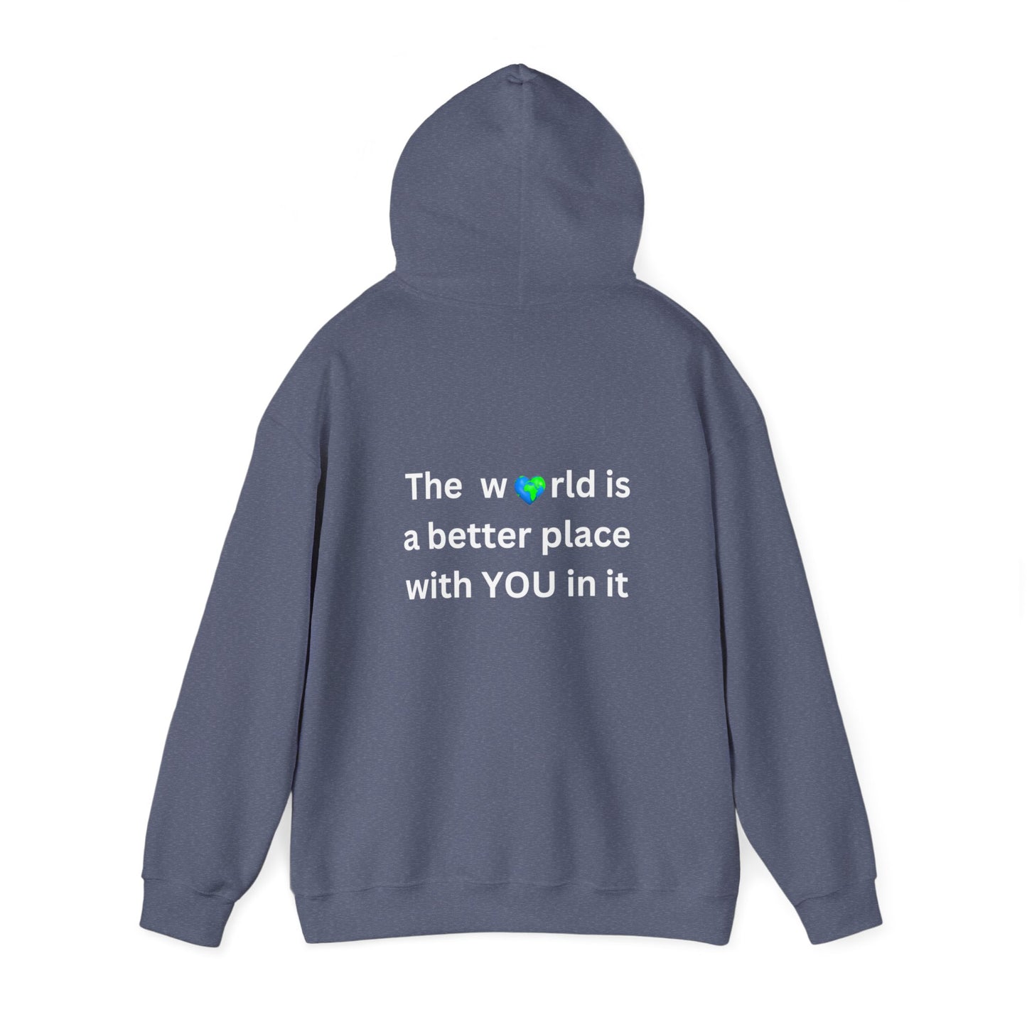 Bee Kind (Back) The world is a better place with you in it - Unisex Heavy Blend™ Hooded Sweatshirt