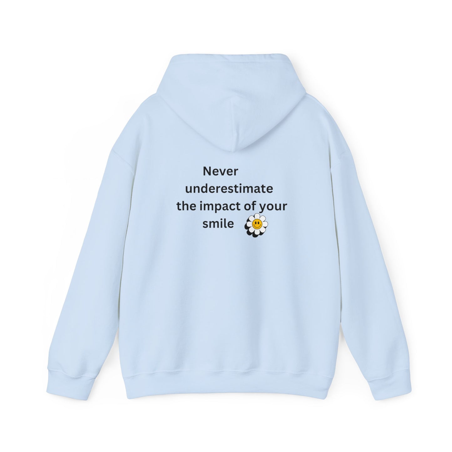 Bee Kind- (Back) Never underestimate the impact of your smile- Unisex Heavy Blend™ Hooded Sweatshirt