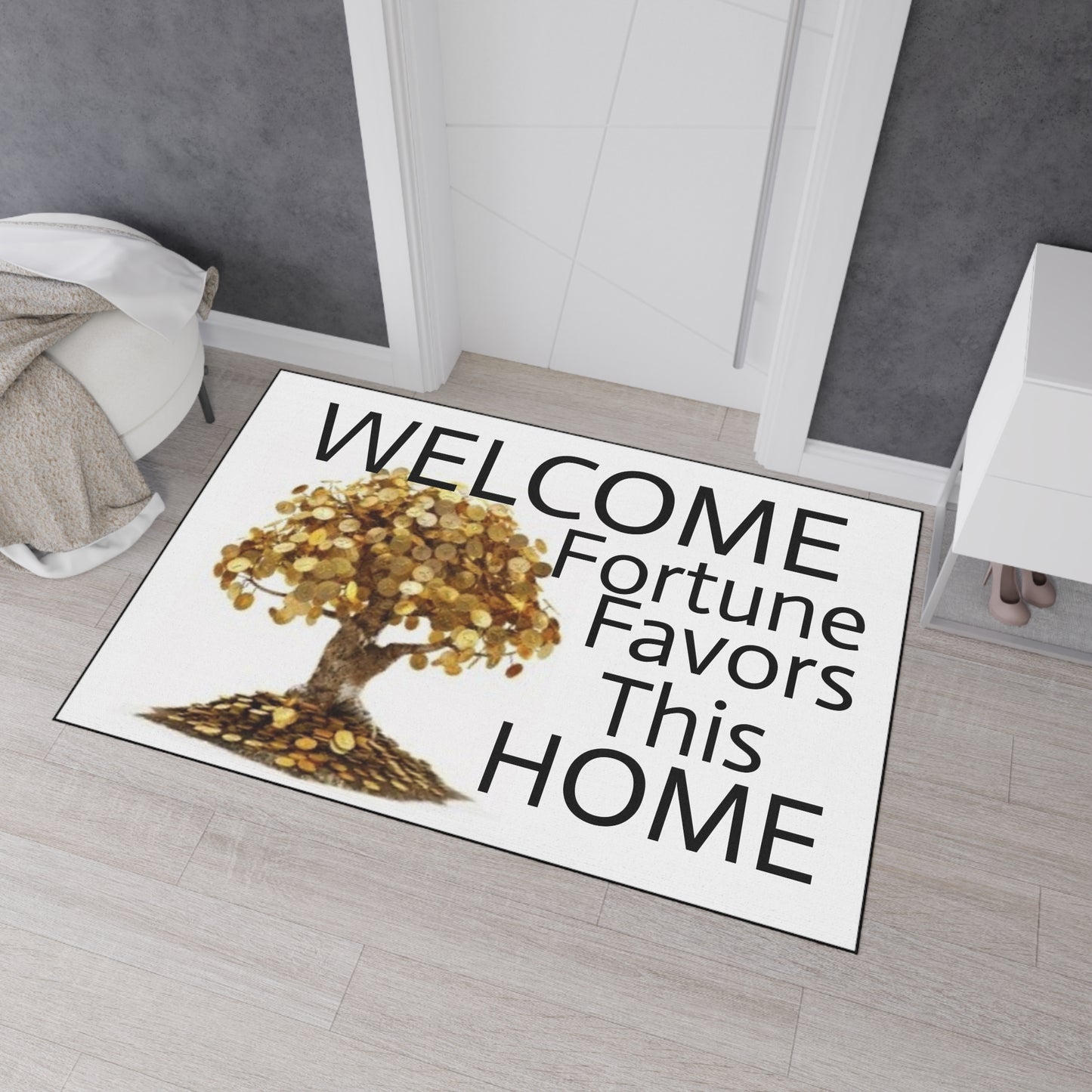 Welcome- Fortune Favors This HOME - Heavy Duty Floor Mat