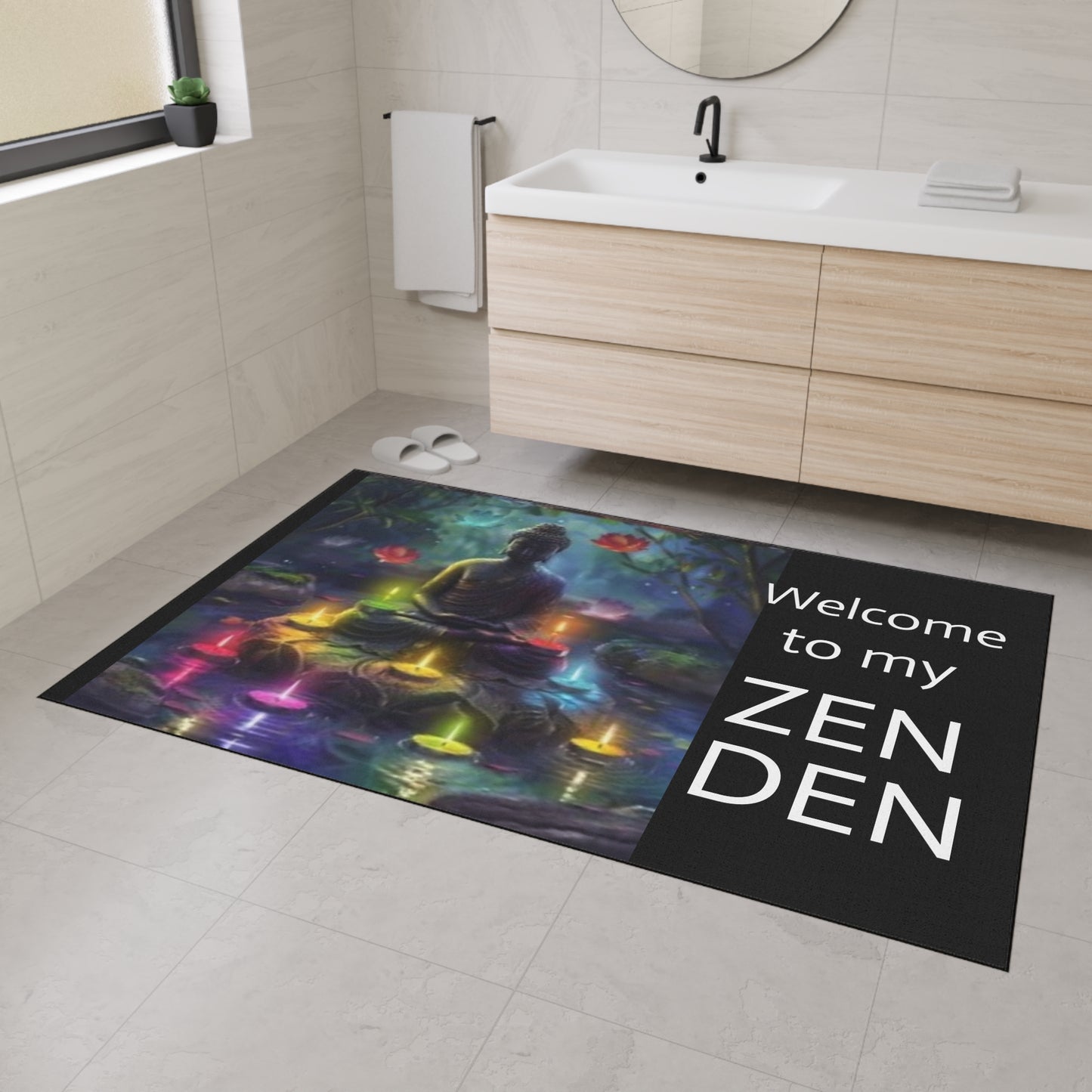 Welcome to my Zen Den - Black- Heavy Duty Floor Mat