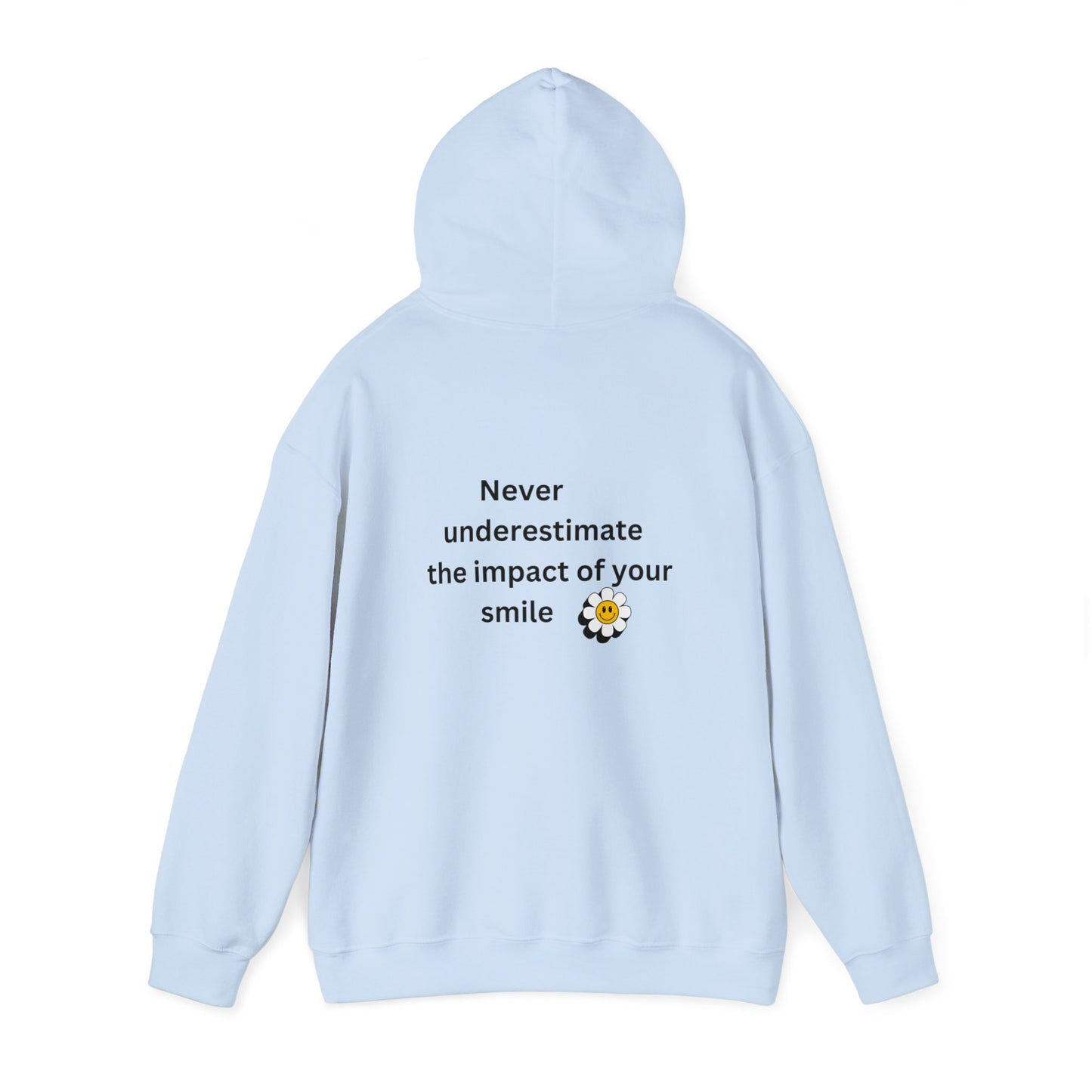 Bee Kind- (Back) Never underestimate the impact of your smile- Unisex Heavy Blend™ Hooded Sweatshirt