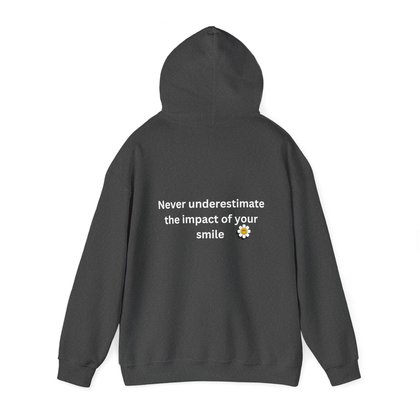 Bee Kind- (Back) Never underestimate the impact of your smile- Unisex Heavy Blend™ Hooded Sweatshirt