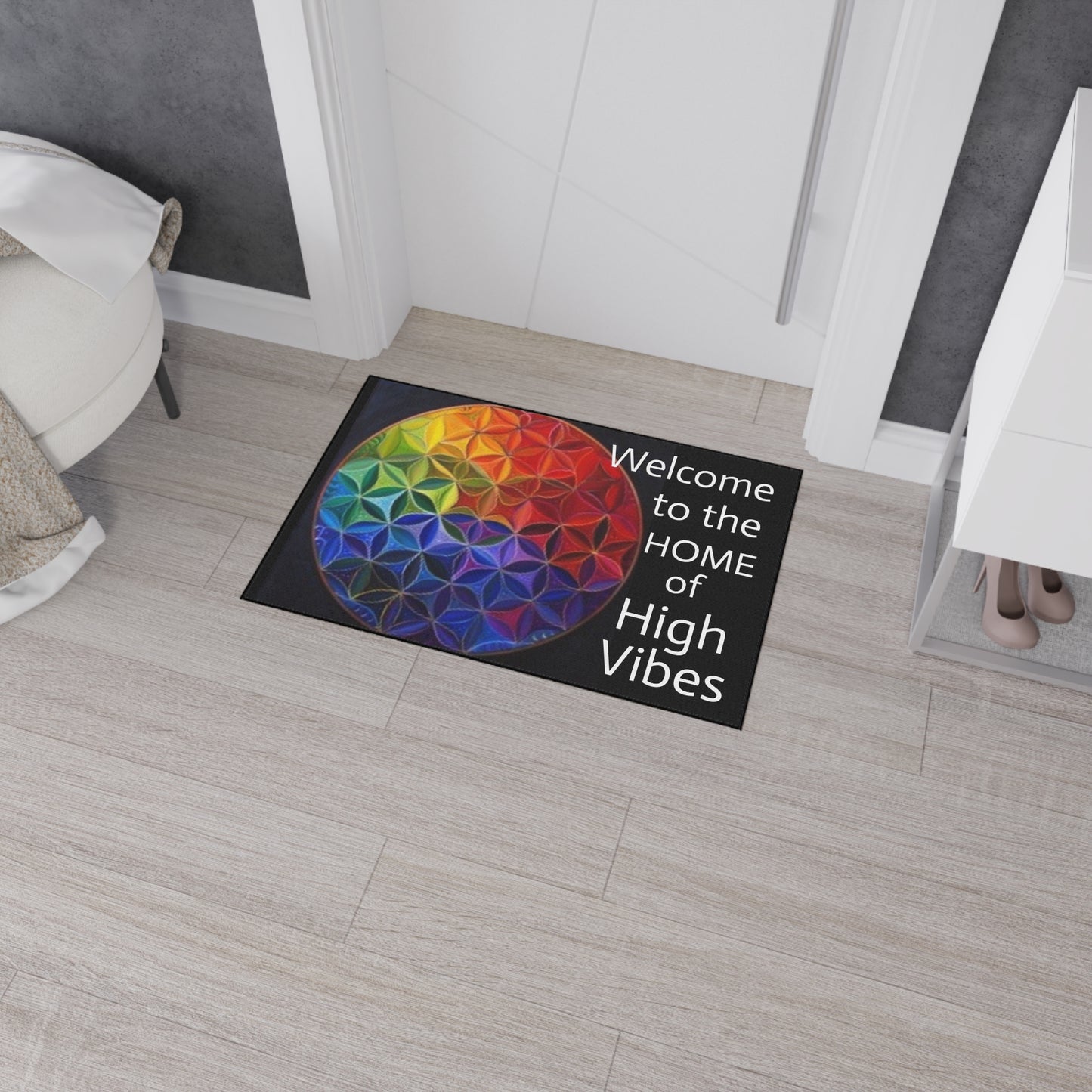 Welcome to the Home of High Vibes - Flower of Life - Heavy Duty Floor Mat