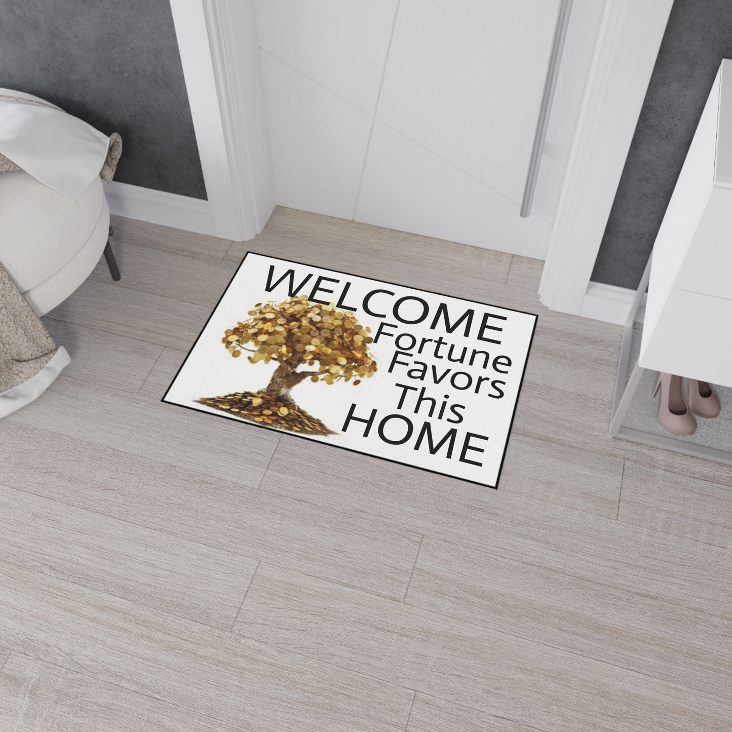 Welcome- Fortune Favors This HOME - Heavy Duty Floor Mat