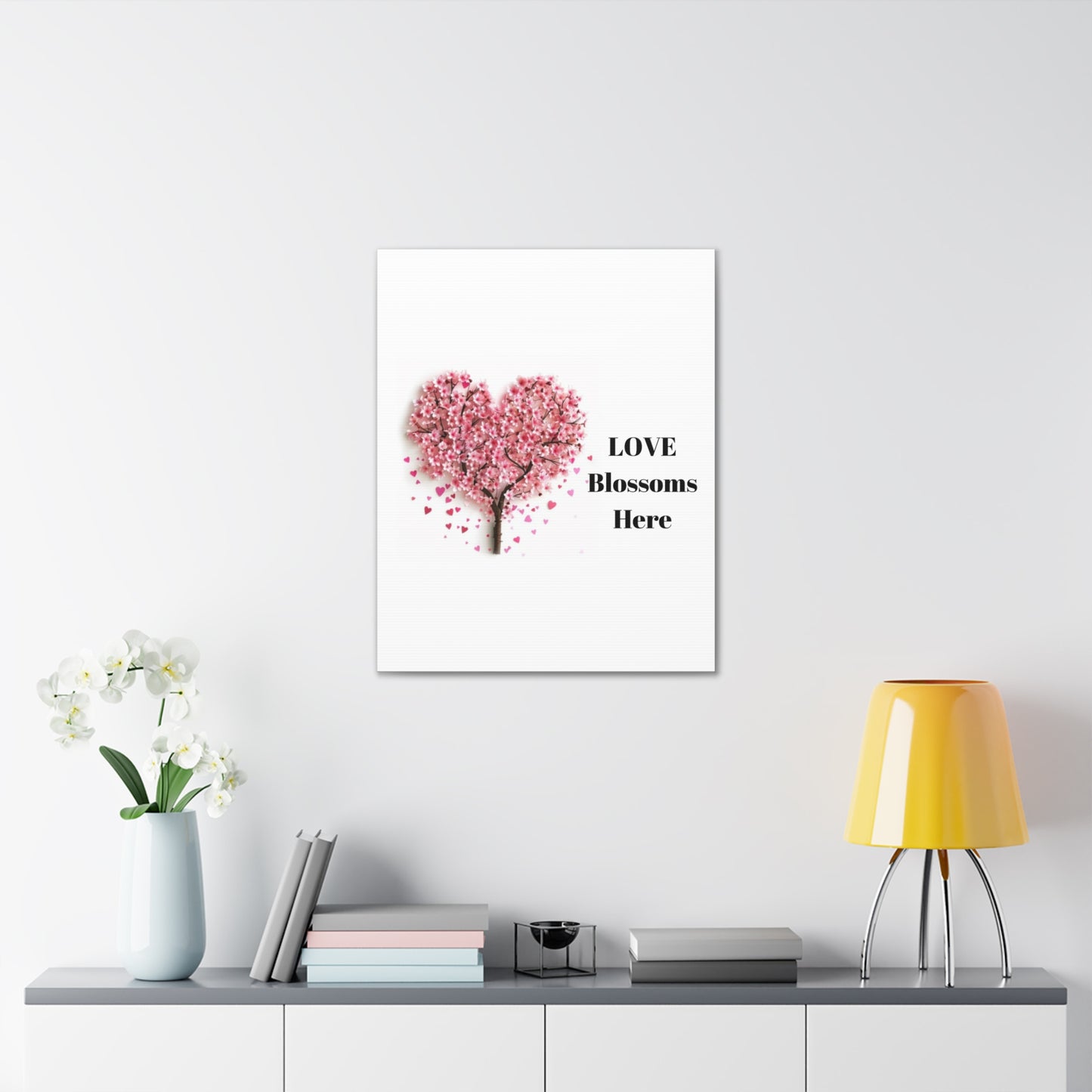 Cherry Blossom Heart Tree- Love Blossoms Here -Canvas Gallery Wraps