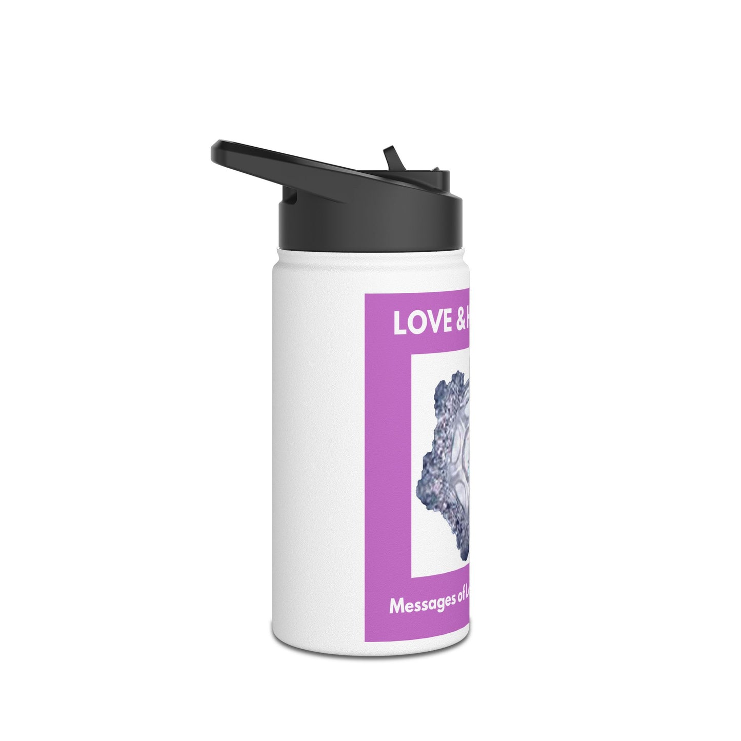 Love & Happiness - water crystal - Stainless Steel Water Bottle, Standard Lid