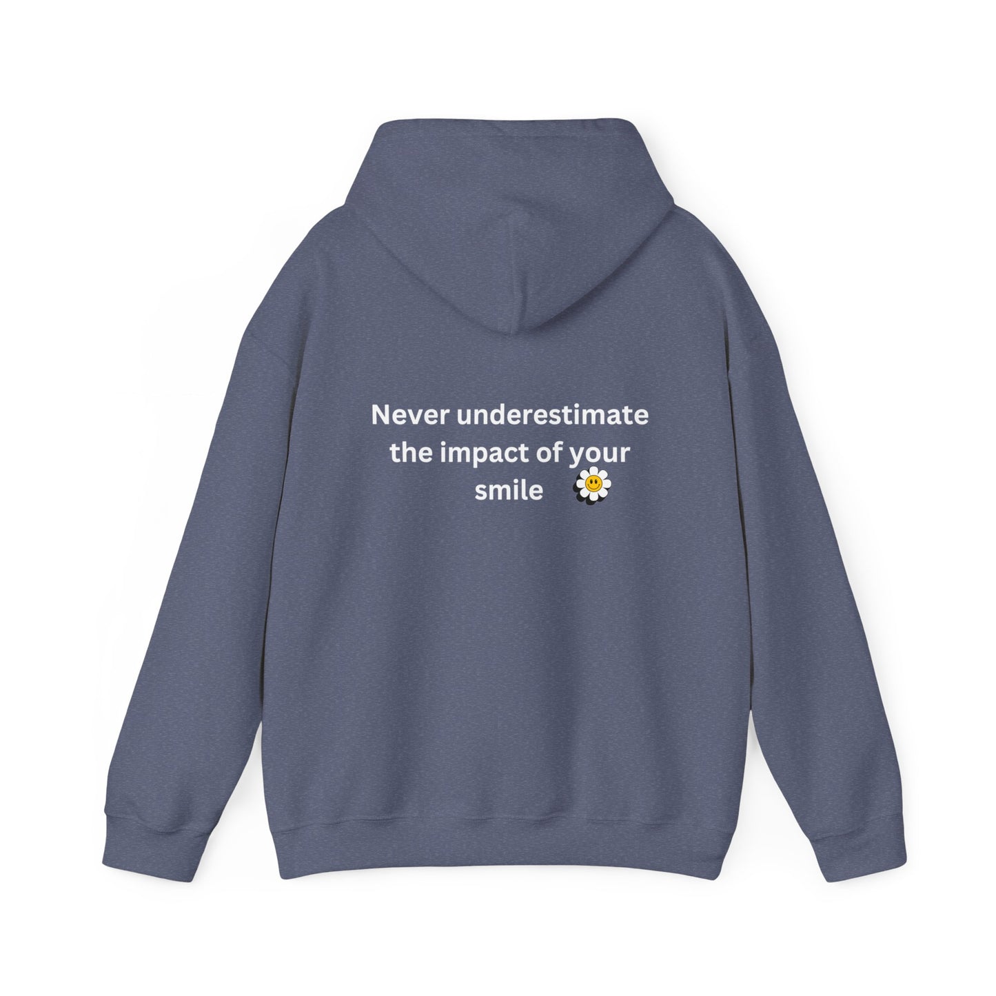 Bee Kind- (Back) Never underestimate the impact of your smile- Unisex Heavy Blend™ Hooded Sweatshirt