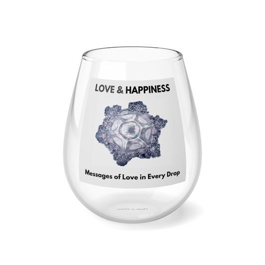 LOVE & HAPPINESS STEMLESS WINE GLASS - 11.75oz