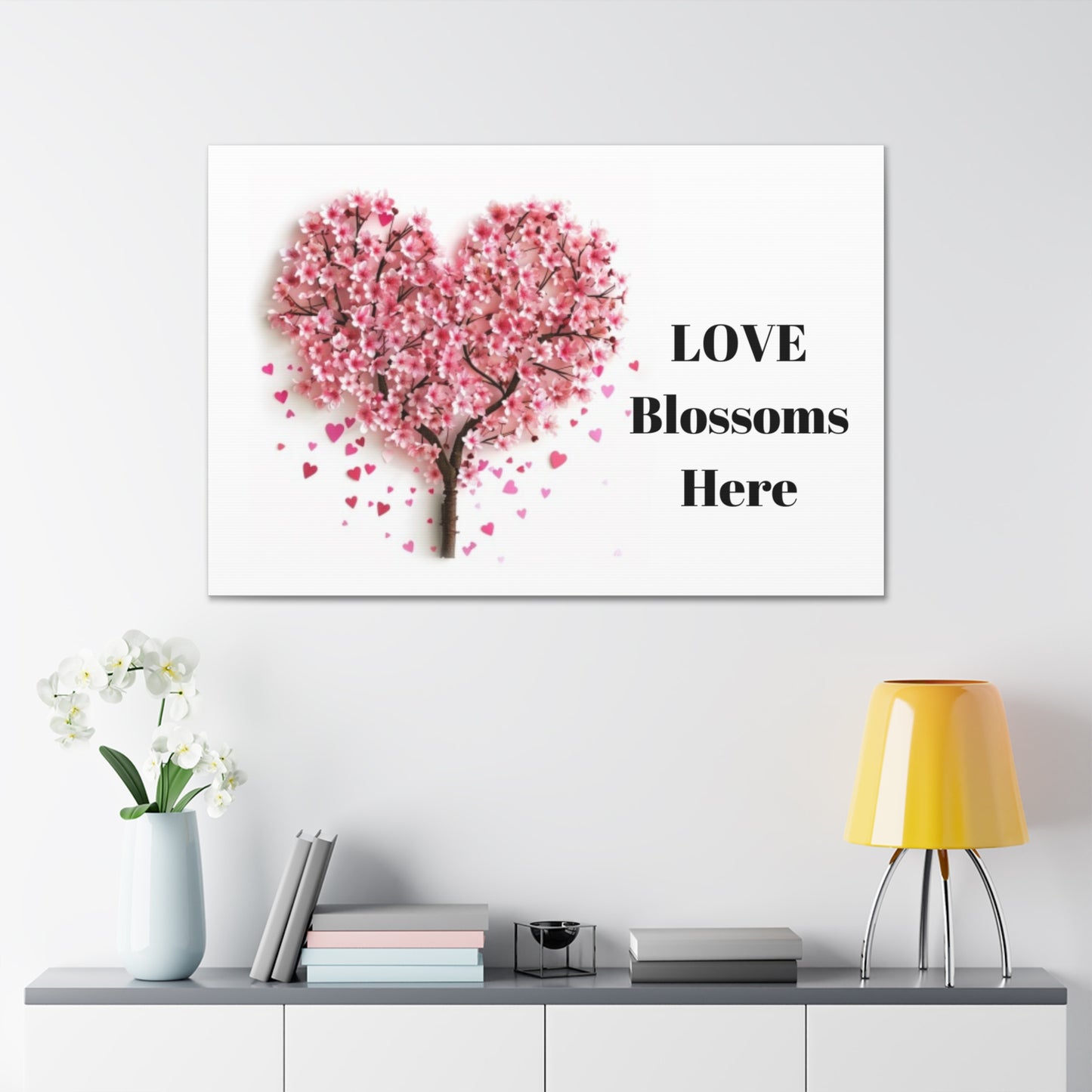 Cherry Blossom Heart Tree- Love Blossoms Here -Canvas Gallery Wraps