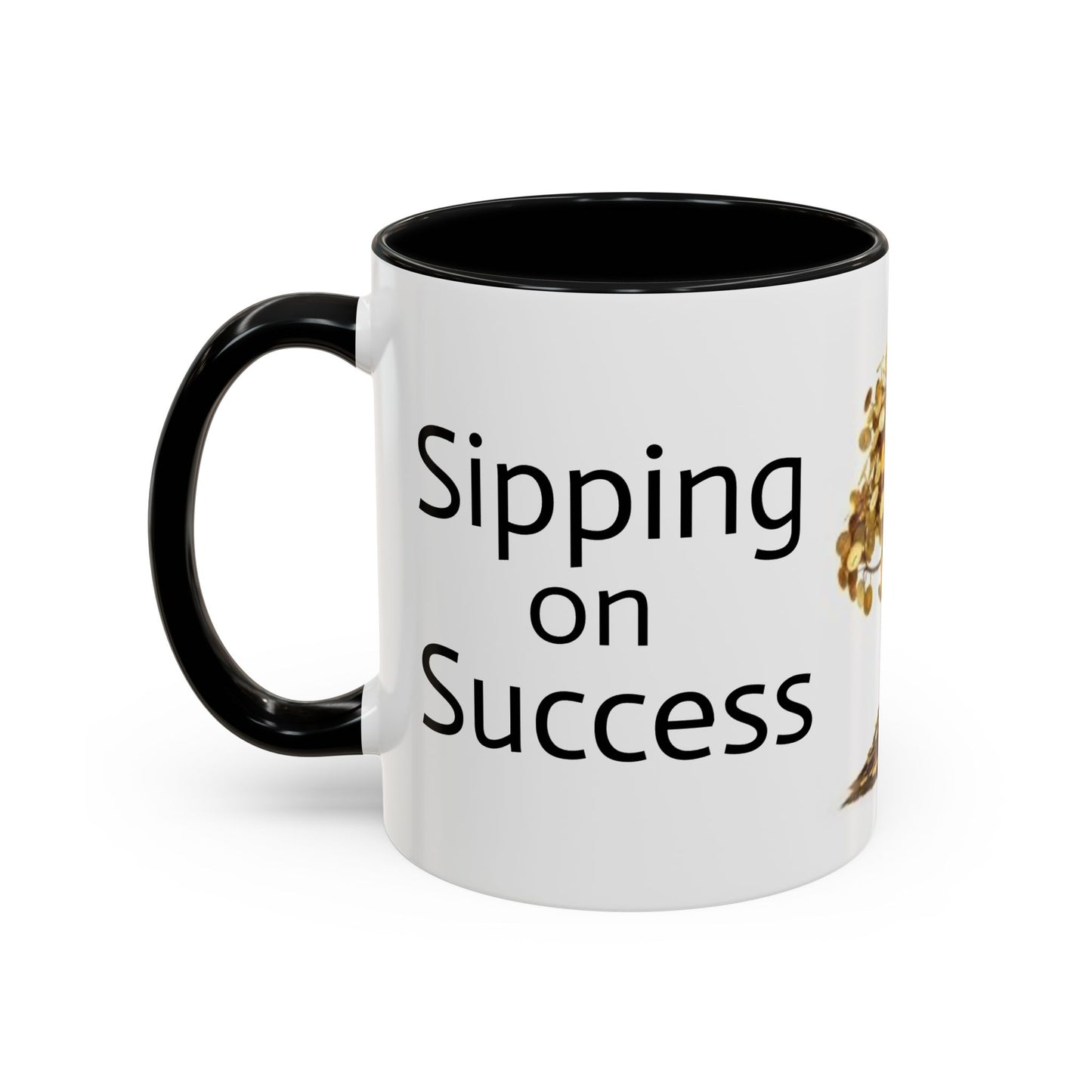 Sipping on Success (money tree) - Accent Coffee Mug (11, 15oz)