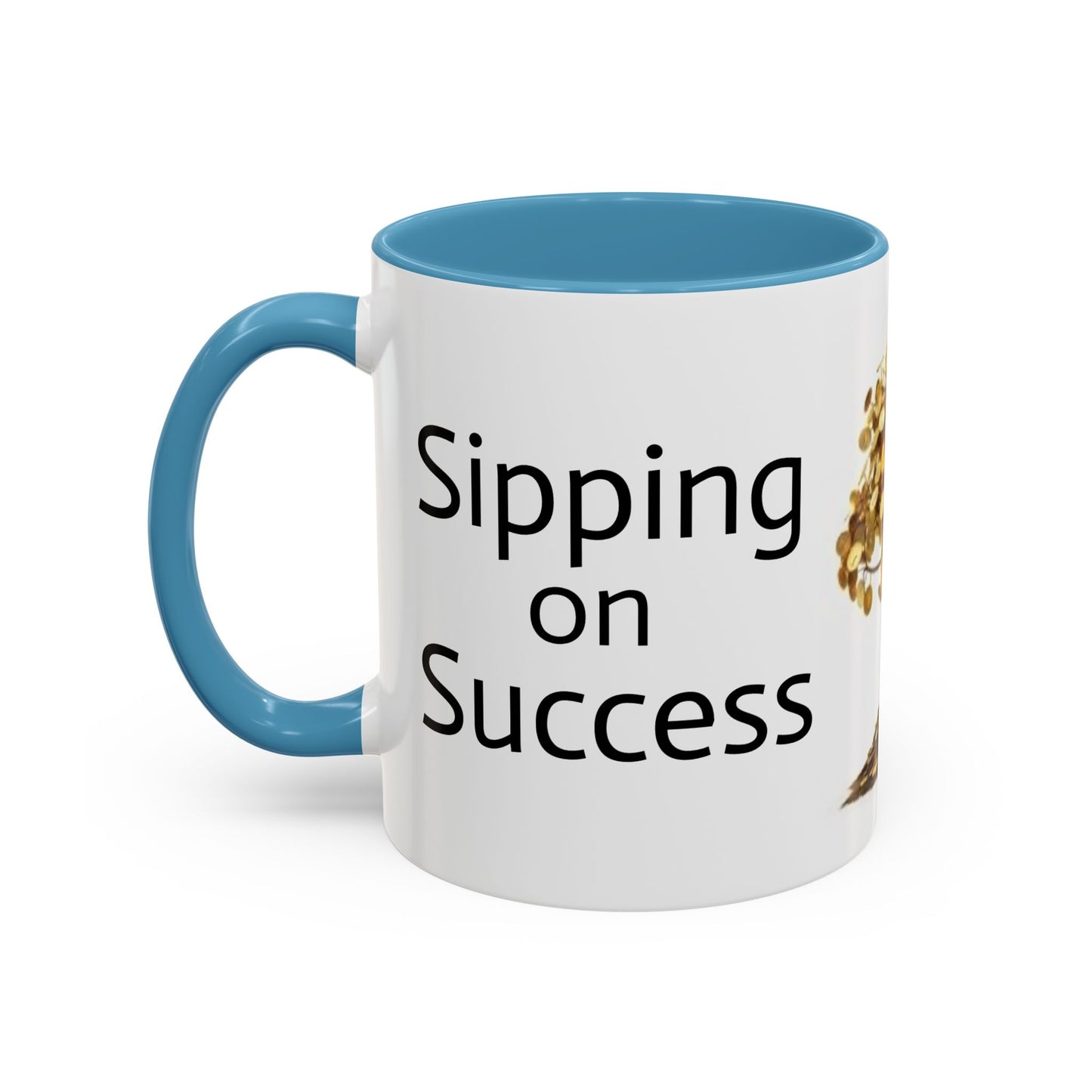 Sipping on Success (money tree) - Accent Coffee Mug (11, 15oz)