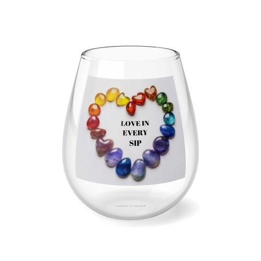 heart- Love in every sip - Stemless Wine Glass, 11.75oz