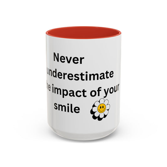 Bee Kind - Never underestimate the impact of your smile  - Accent Coffee Mug (11, 15oz)