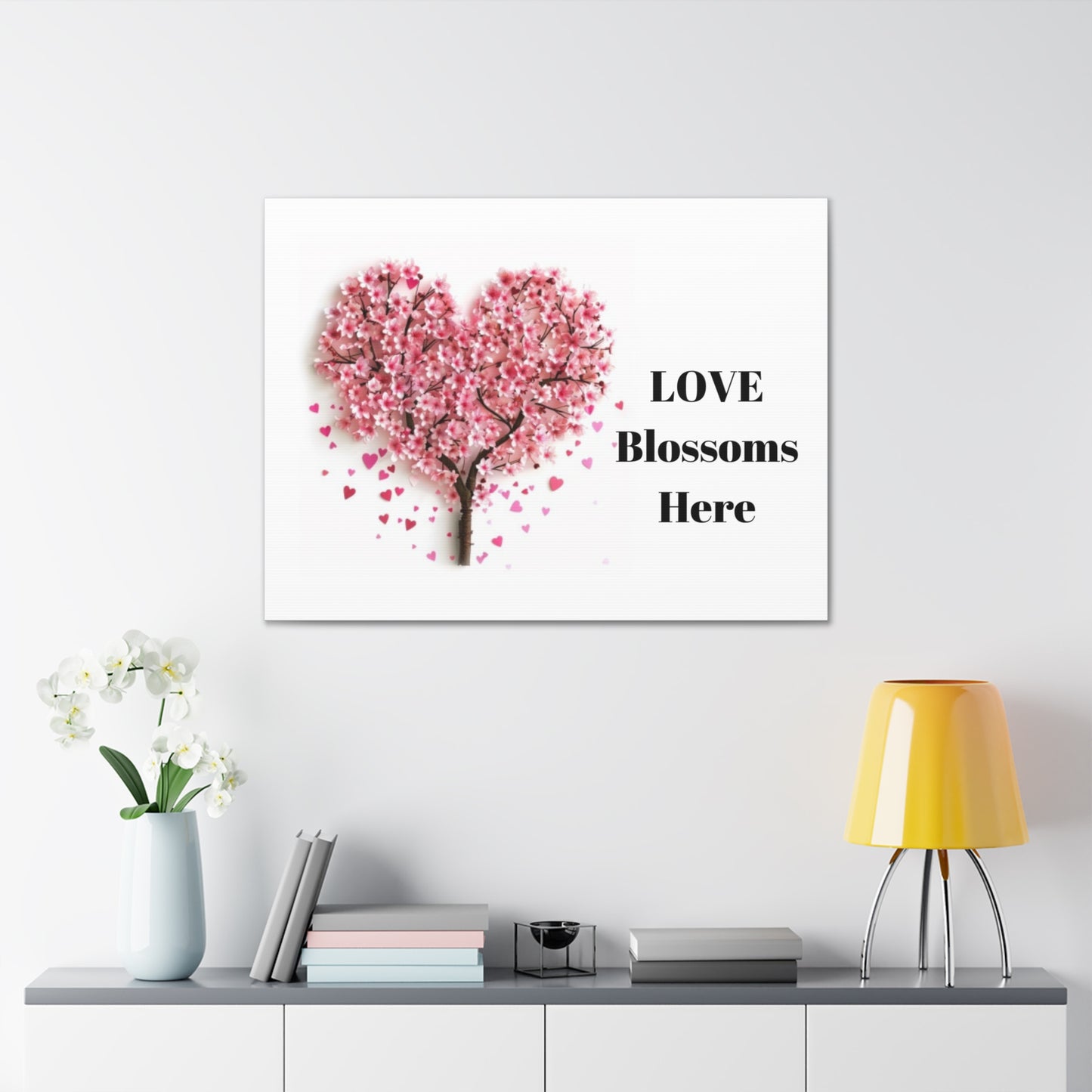 Cherry Blossom Heart Tree- Love Blossoms Here -Canvas Gallery Wraps