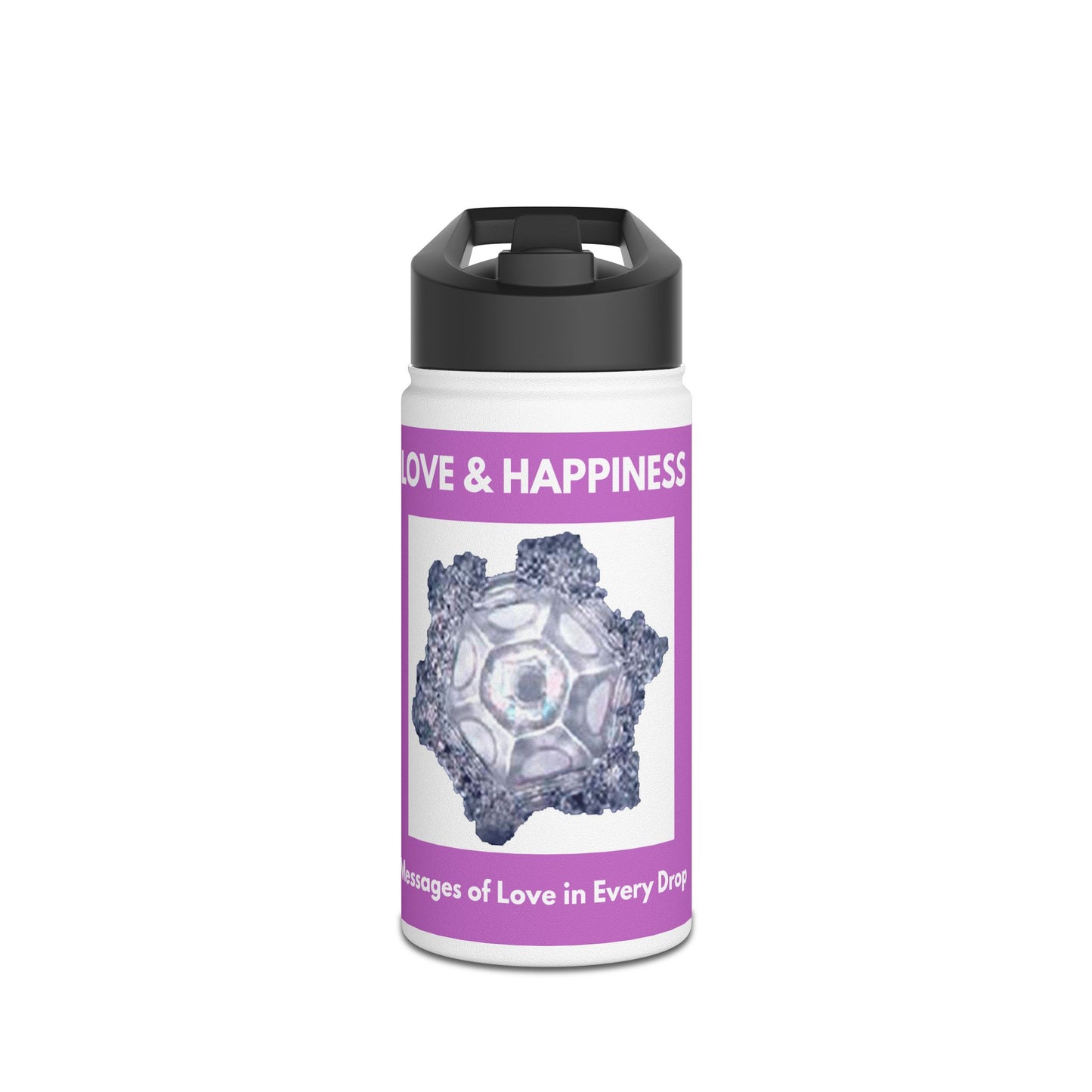 Love & Happiness - water crystal - Stainless Steel Water Bottle, Standard Lid