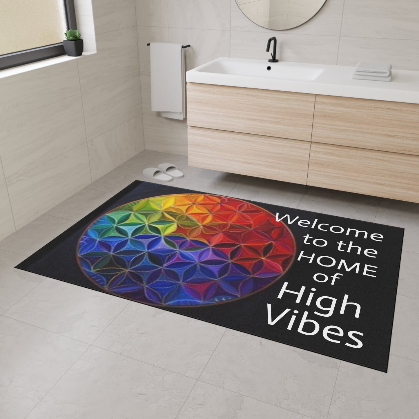 Welcome to the Home of High Vibes - Flower of Life - Heavy Duty Floor Mat