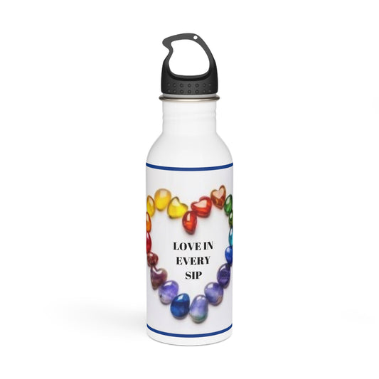 Love in every sip - blue & white- Stainless Steel Water Bottle