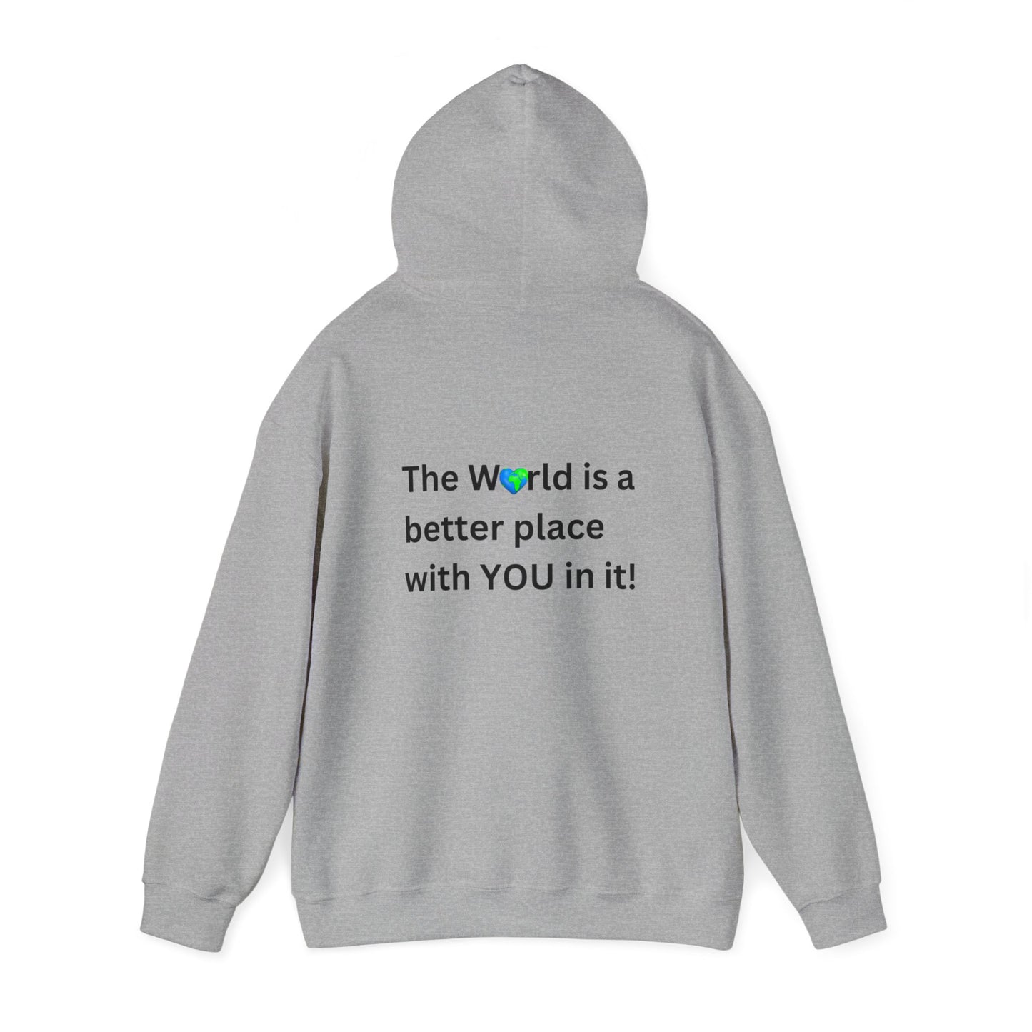 Bee Kind (Back) The world is a better place with you in it - Unisex Heavy Blend™ Hooded Sweatshirt