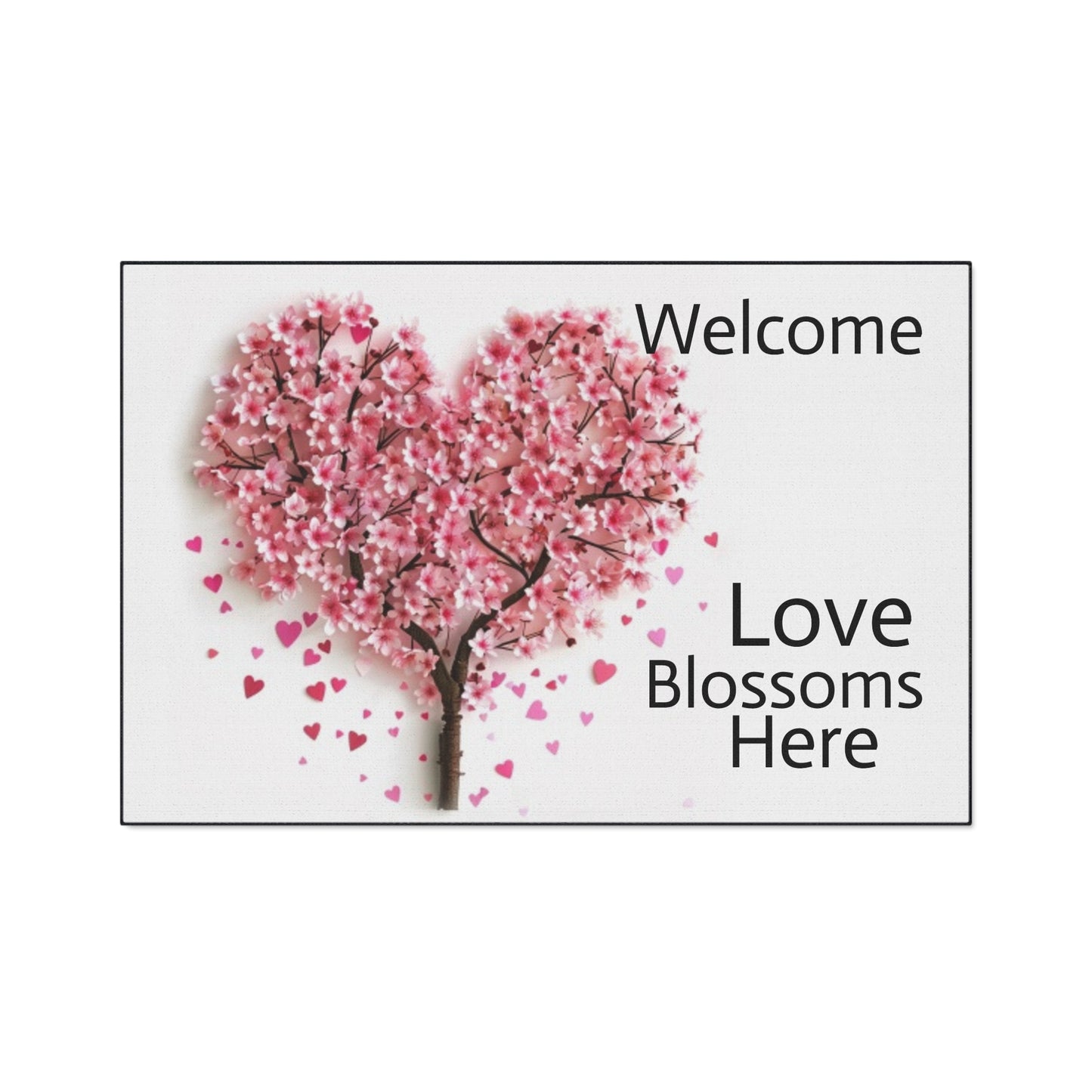 Welcome -Love Blossoms Here - Heavy Duty Floor Mat